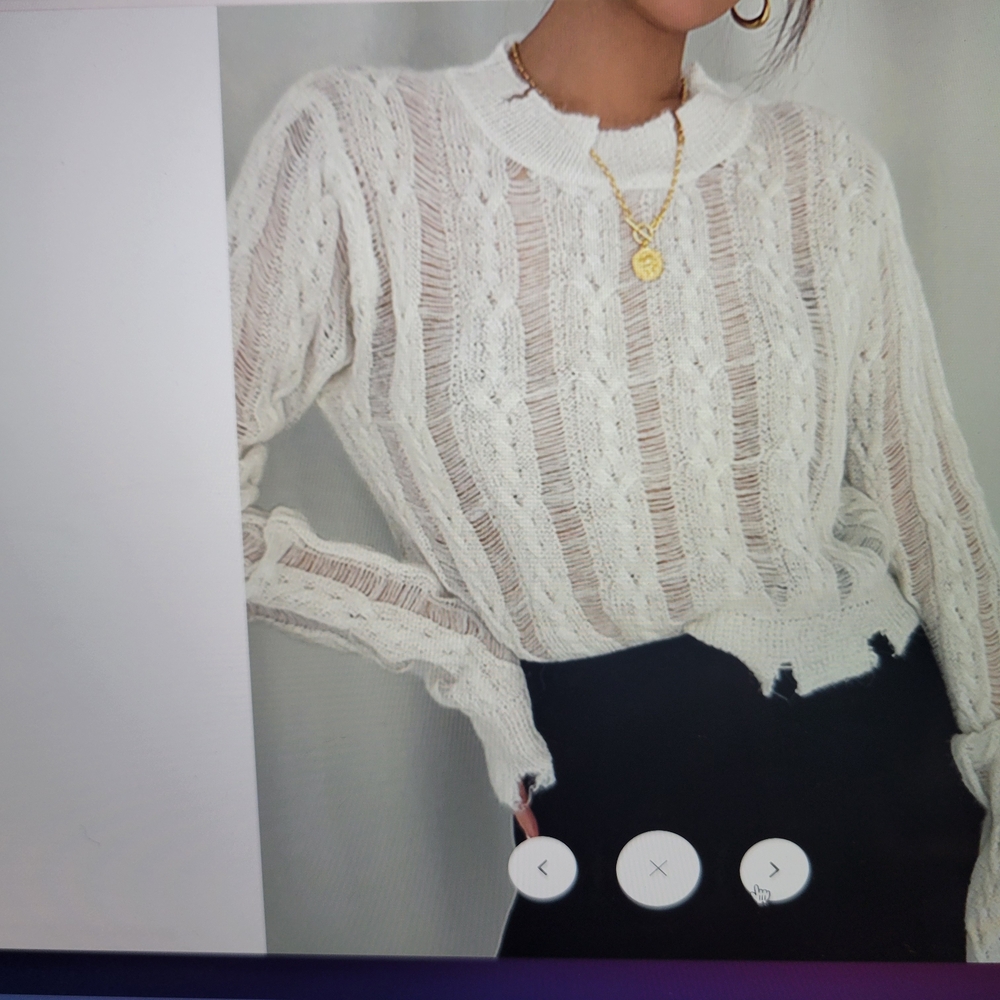 Commense White Cable Knit Sweater - Picture 6 of 7